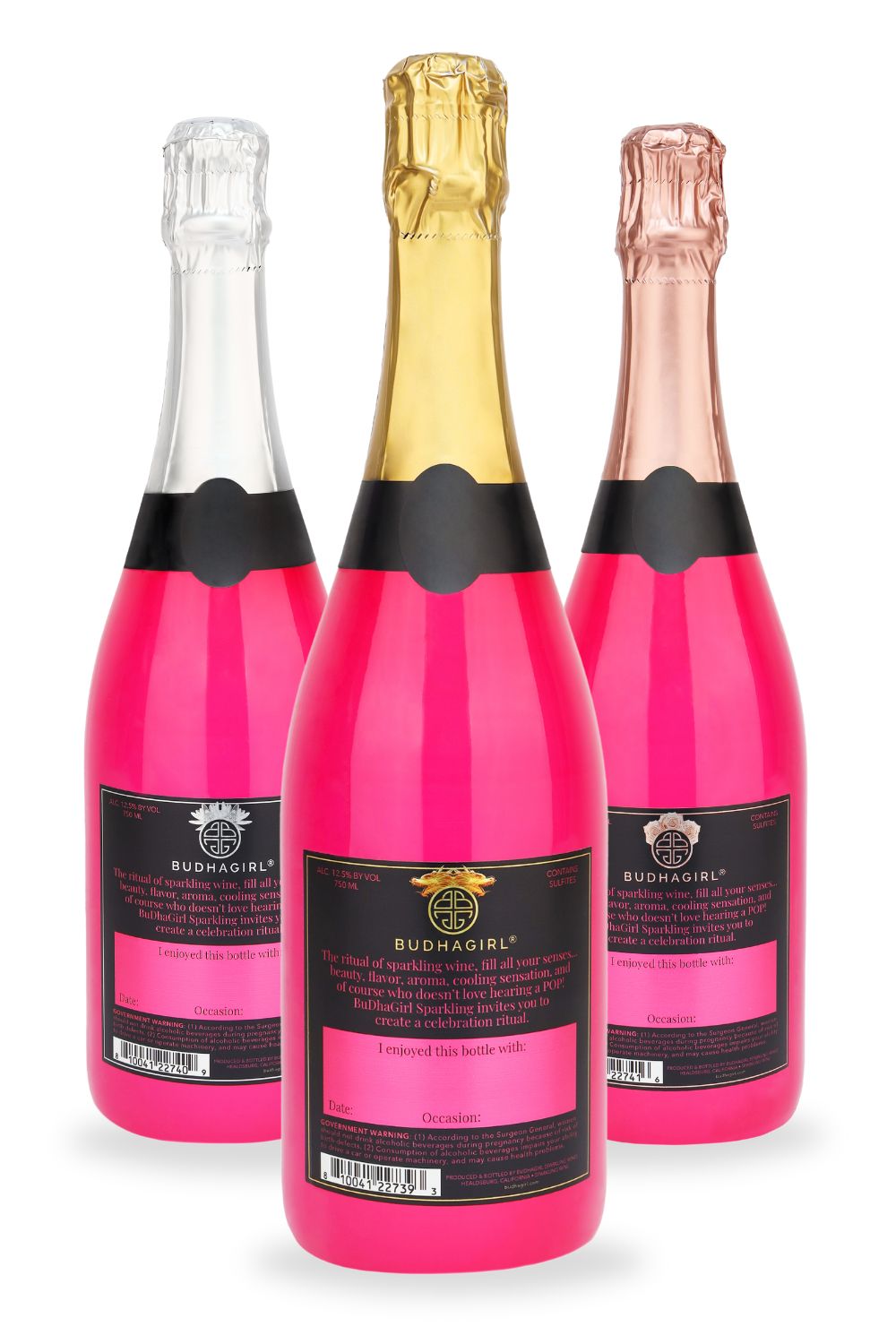 Sparkling Brut, Demi Sec, and Rosé - Mixed Set of 3 | BuDhaGirl Sparkling Wines